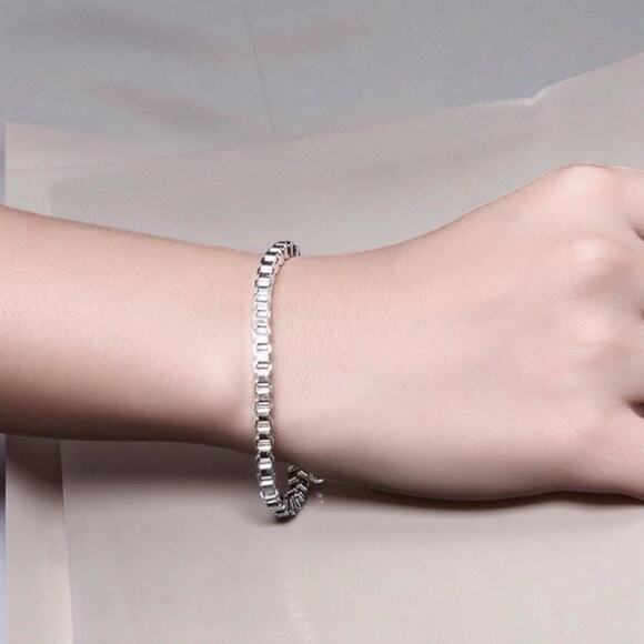 Unbranded Jewelry - 4MM box chain 925 Stamp Silver color Bracelet 7” Unisex